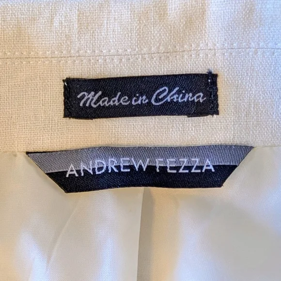 Andrew Fezza Linen Blend Blazer Cream Neutral Tailored Jacket Minimalist Coastal - Picture 10 of 15